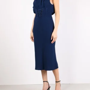 Abito in envers satin con lacci criss-cross